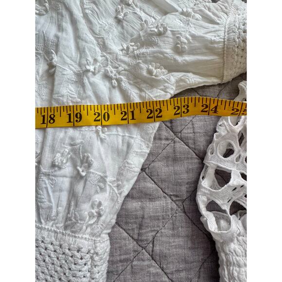 Boston Proper New White Lace Tiered Maxi Dress Large Flower Applicates - Picture 7 of 8